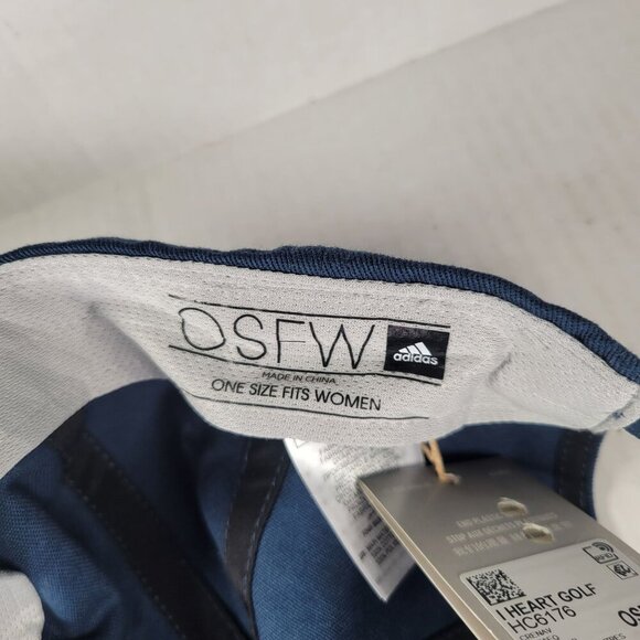 Adidas Blue Women Embroidered Heart Logo Adjustable Golf Hat One Size - Picture 6 of 7